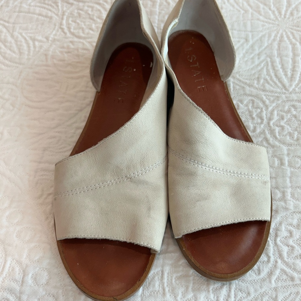 1.State White Leather Sandals 8.5